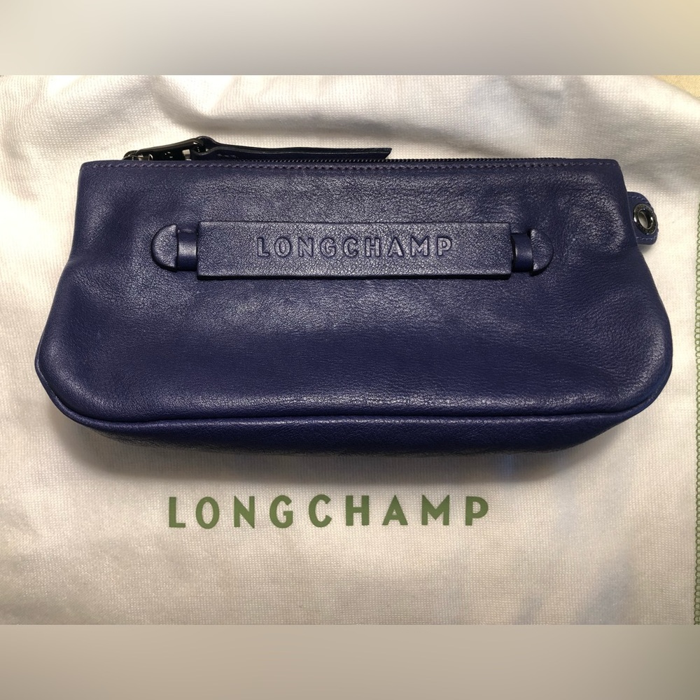 Longchamp Leather purple cosmetic wallet pochette accessoire wristlet
